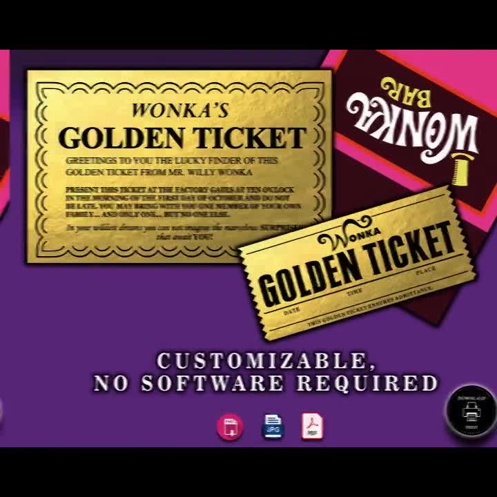 Wonka Bar Golden Ticket Invitations Willy Wonka Birthday 51 OFF