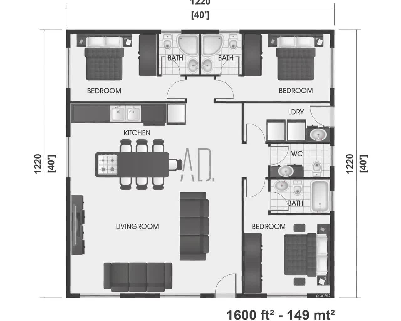 X Floor Plan Modern House Plan Bedroom House Plan Small Off