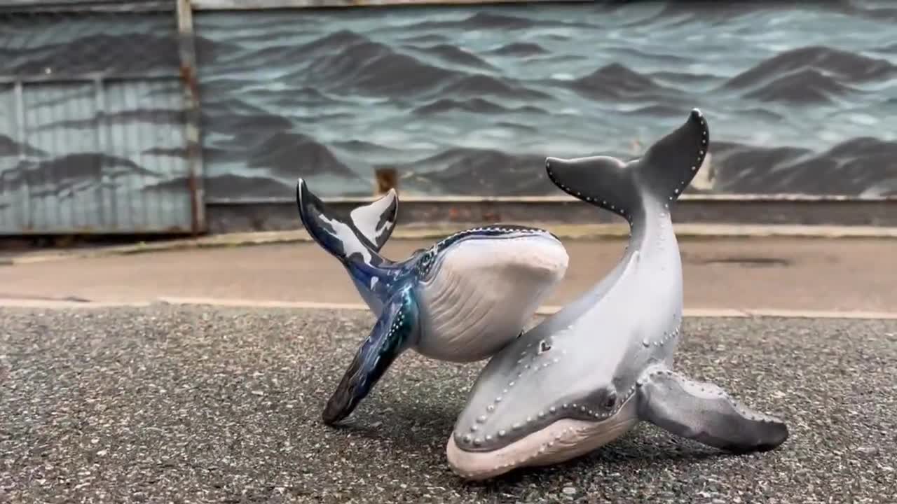 Handmade Baby Humpback Whale Ceramic Figurine: Collectible Home