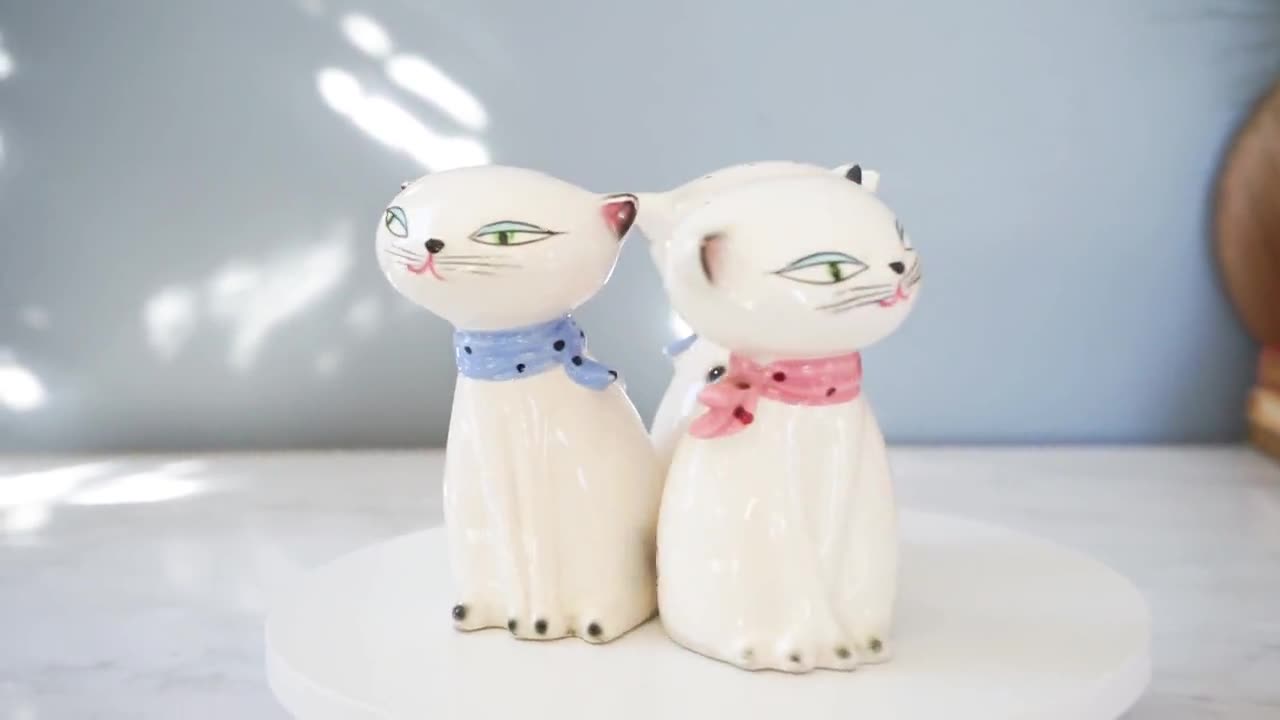 Vintage 1958 Holt Howard Cat Salt Pepper Set/ 1950s Salt Pepper