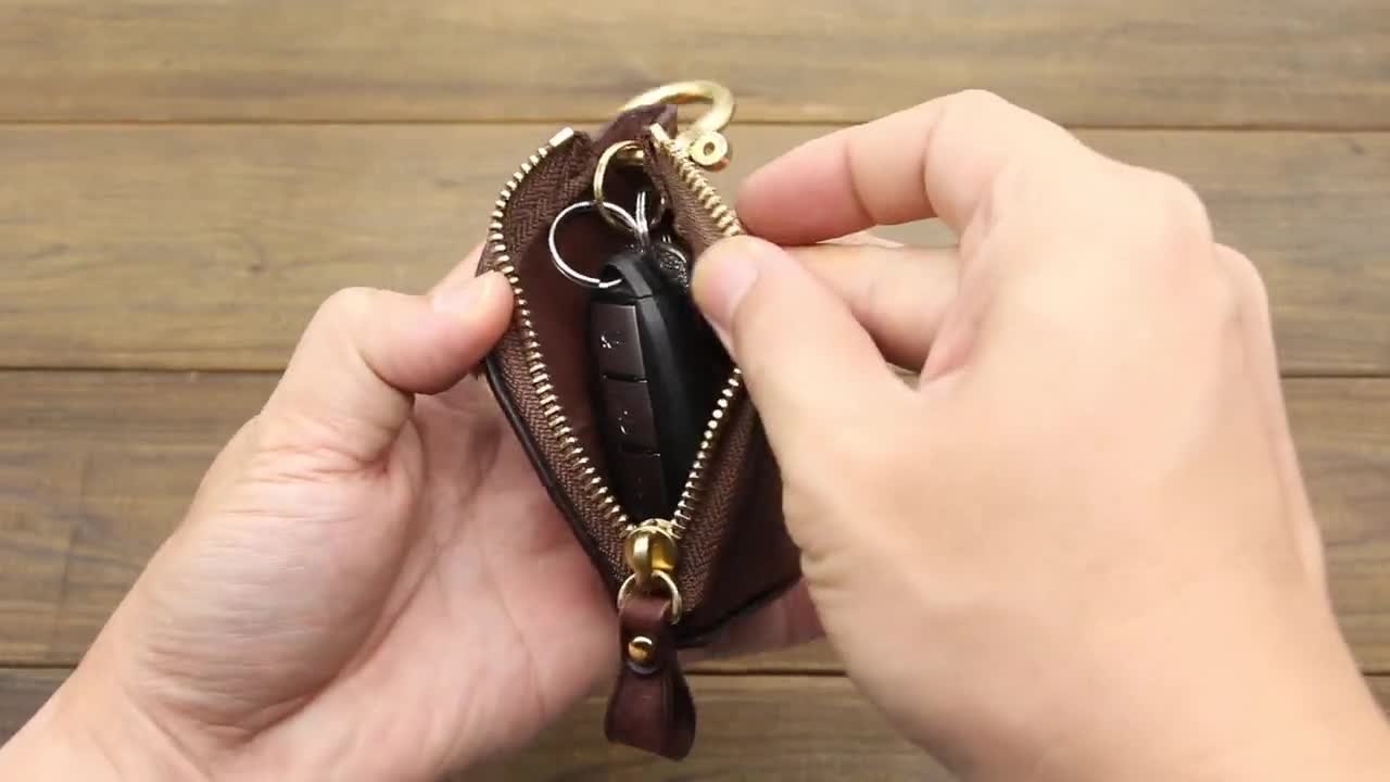 Personalized Leather Key Holder,leather Zipper Car Key Case,key
