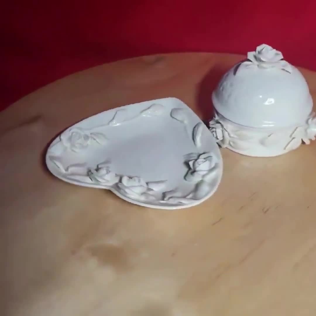 VTG ゴディンガー磁器製ホワイトローズ皿＆小物入れ - Etsy 日本