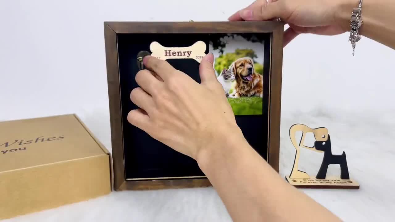 Shih Tzu Dog Memorial Shadow Box Gift, Pet Loss Sculpture Cat