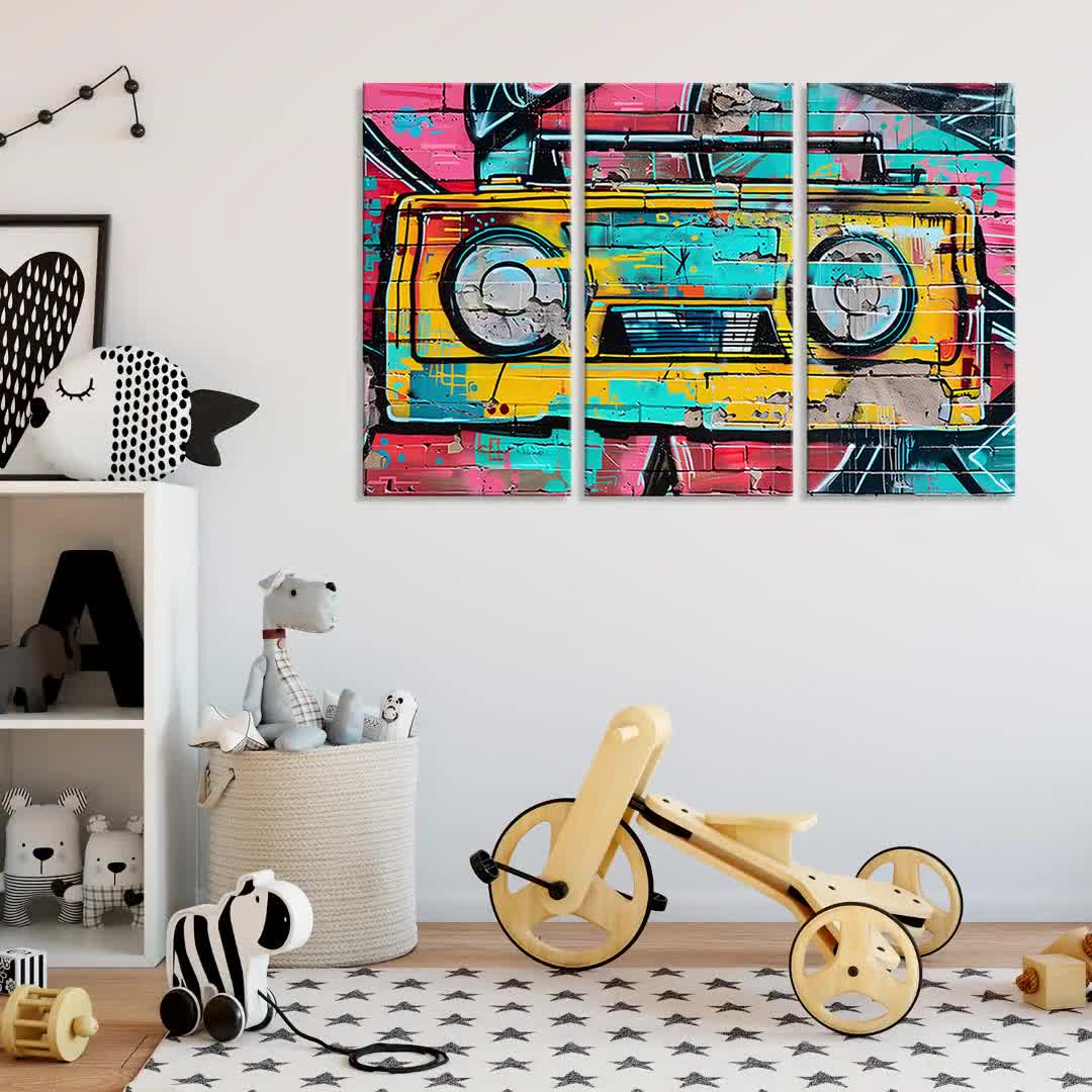 Boombox Graffiti Canvas Print: Retro Urban Music Wall Art - Etsy