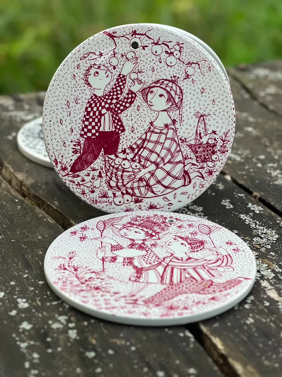 Bjorn Wiinblad NYMOLLE Vintage Wall Plates, Months of Love