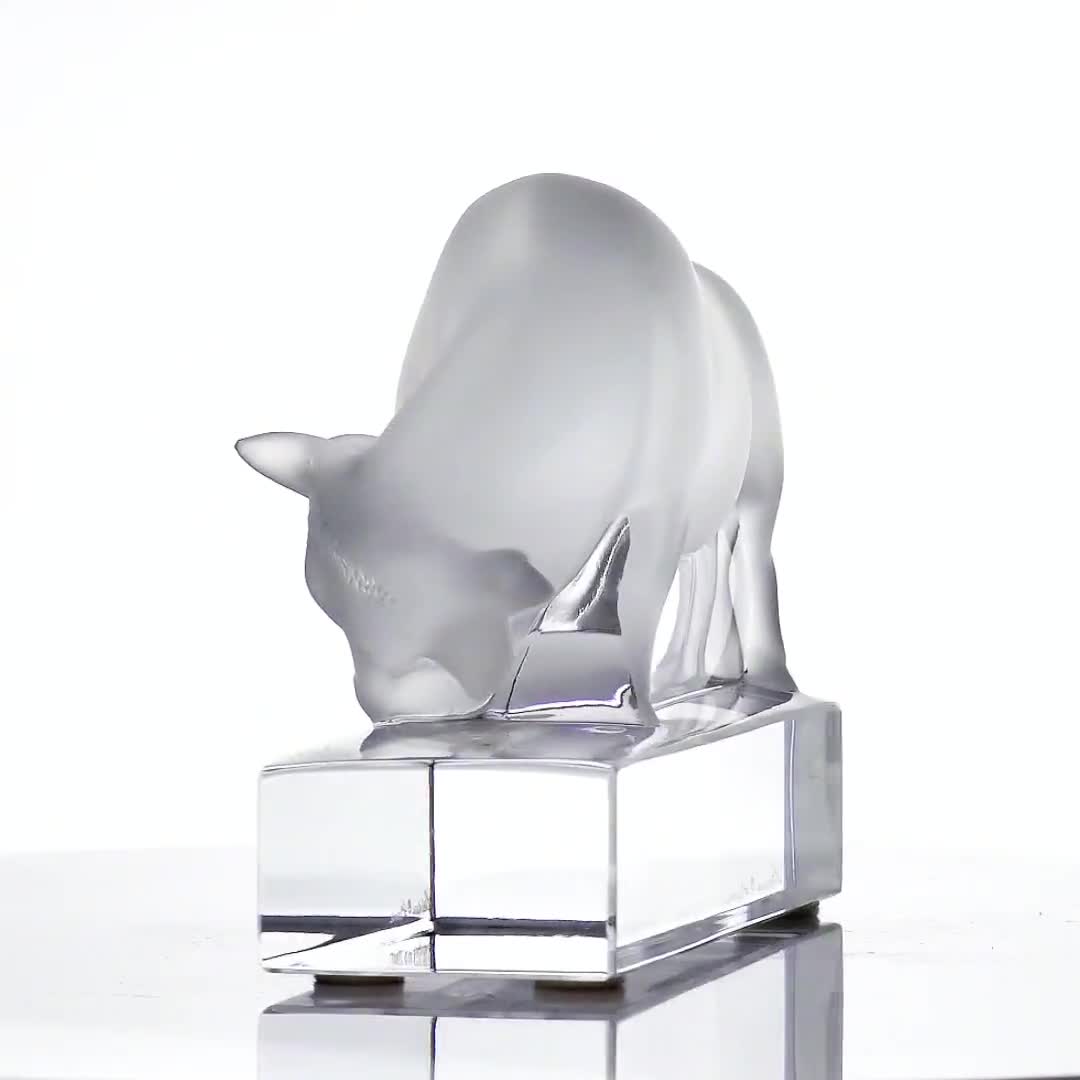 Lalique Crystal Bull Sculpture - French Art Glass Taurus