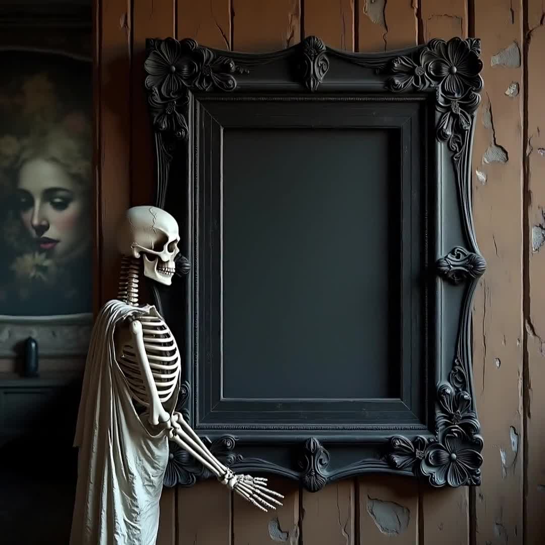 Dark Elegance Gothic Frame Mockup | Skeleton Decor | Gothic