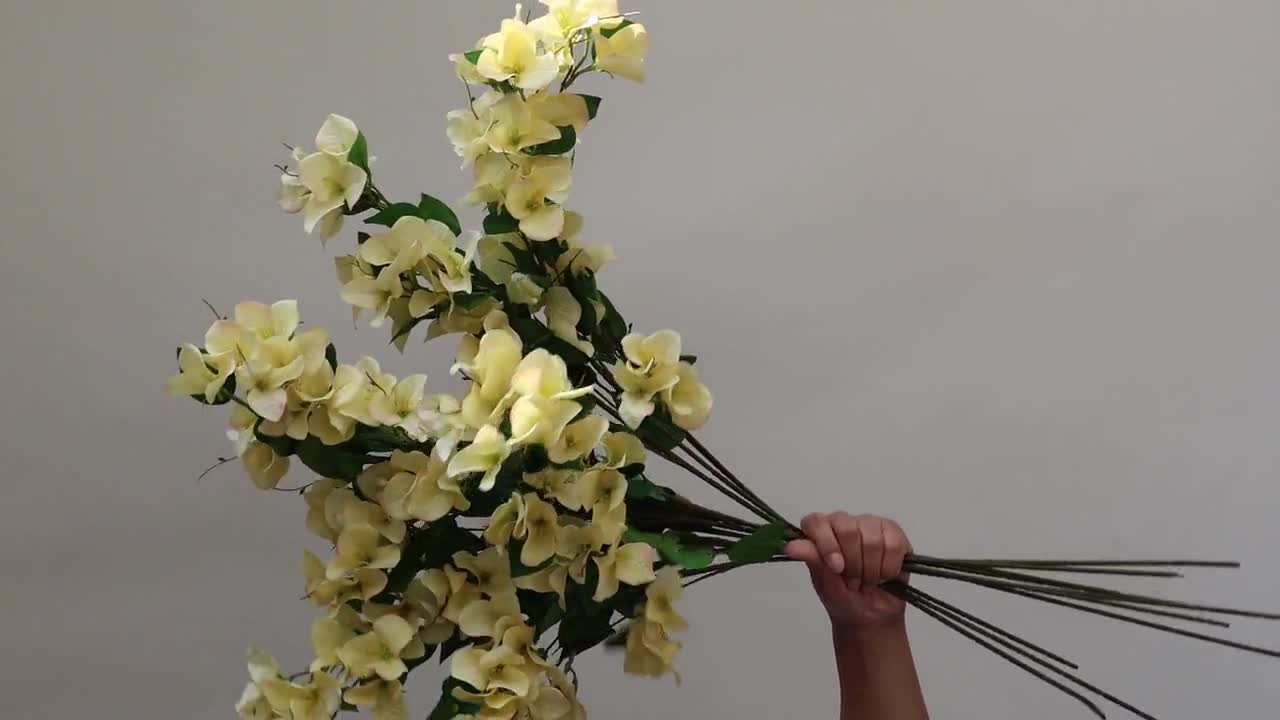 フェイクパステルイエローブーゲンビリアの茎、リアルタッチフラワー