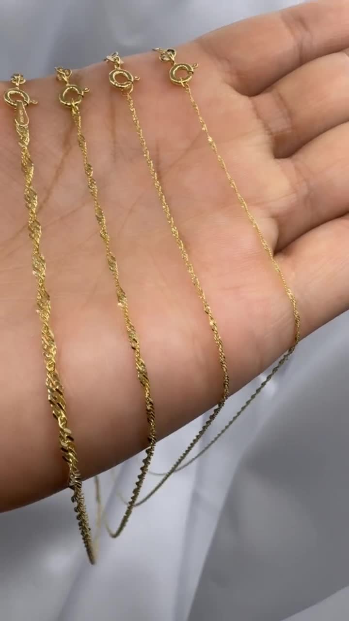 10Kソリッドゴールド シンガポールチェーン：幅0.8mm～2.2mm - Etsy 日本