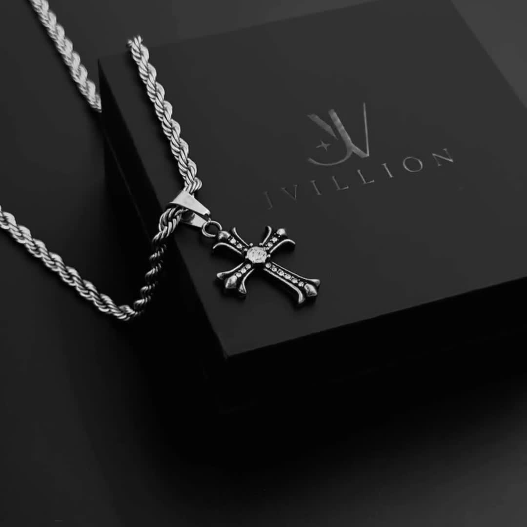 Shiny Cross Chain - 4mm Rope Necklace - Y2K Jewelry - Streetwear