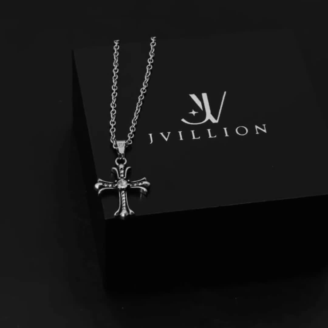 Shiny Cross Chain Men - Y2K Jewelry - Cross Necklace Silver - Iced