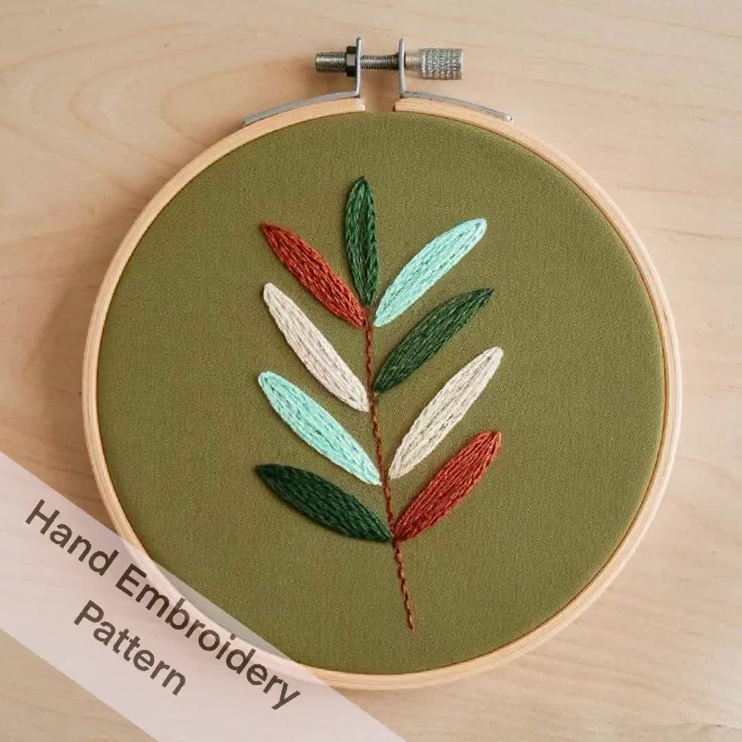 山の日の出刺繍パターン：モダンな風景画フープアート（PDFデジタル