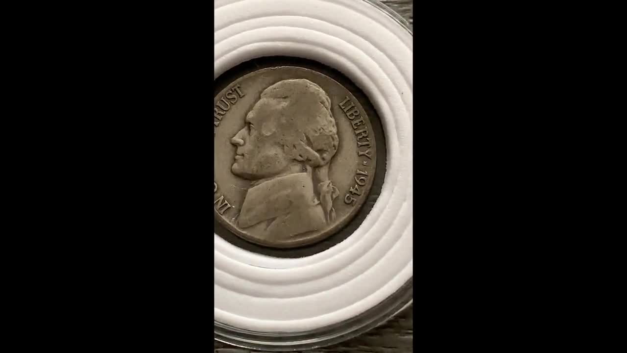 1945年 D ジェファーソン 5セント 戦時ニッケル 35% 銀 米国
