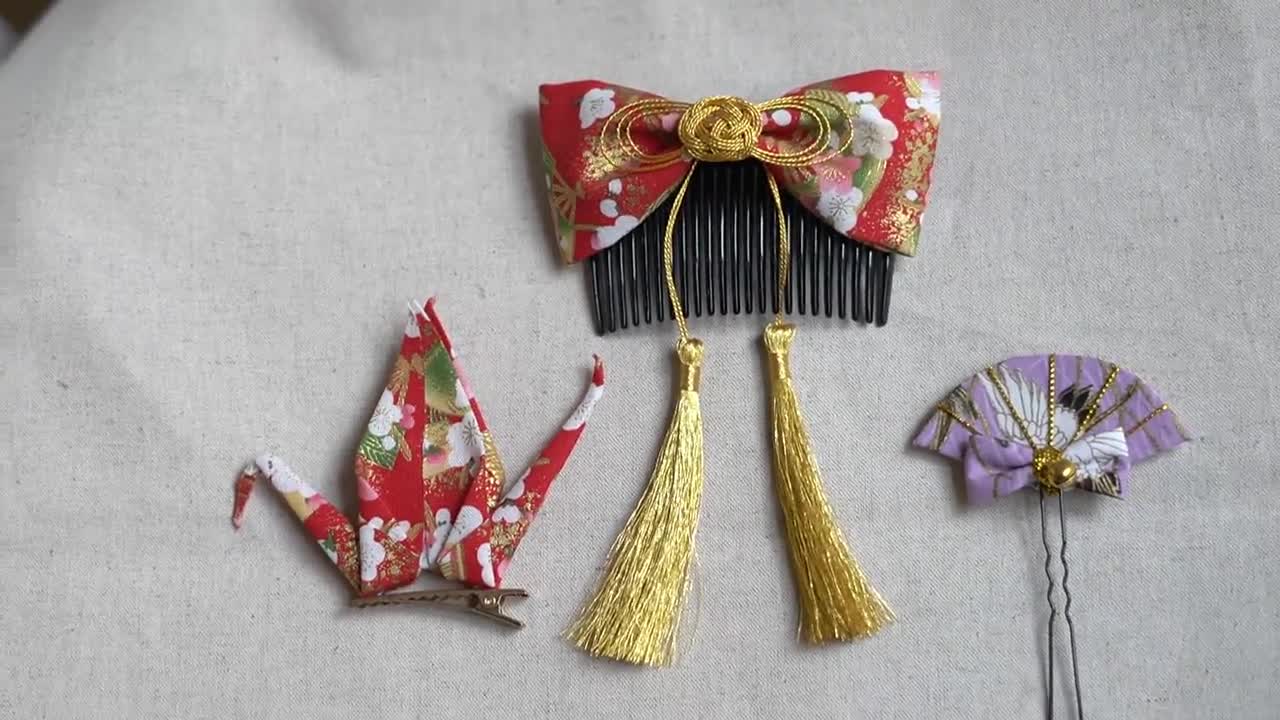 Handmade Japanese Traditional Tsumami Kanzashi Hair Clip Pin
