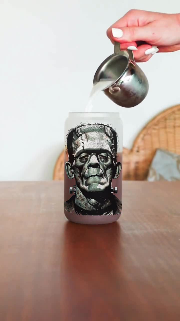Frankenstein UV DTF 4in Decal, 16oz Glass Can Decal, Glass Cup