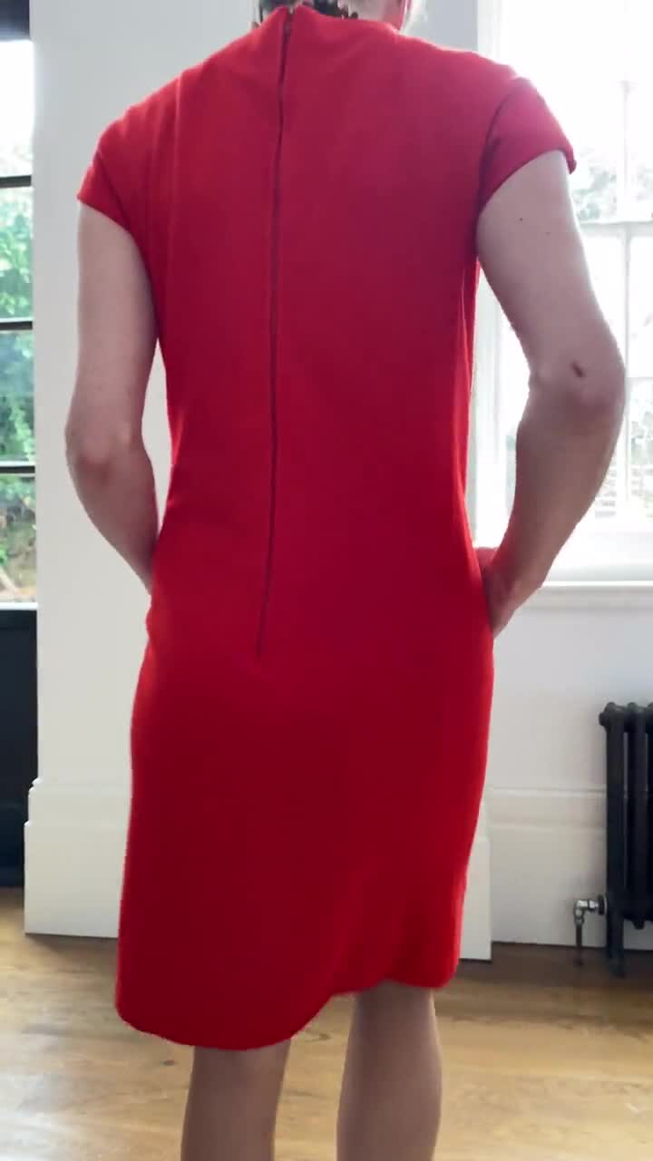 geoffrey beene football jersey dress 1960s Red Shift geoffrey beene sweater