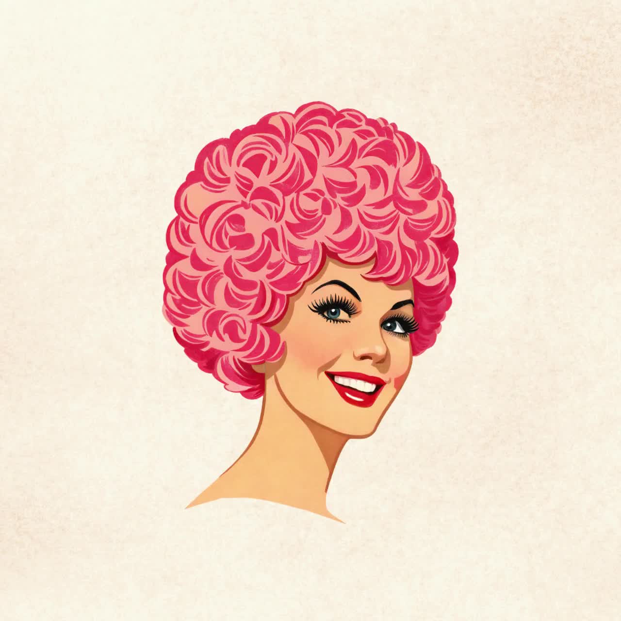 1960年代のヘアスタイル クリップアート集：レトロなウィッグ