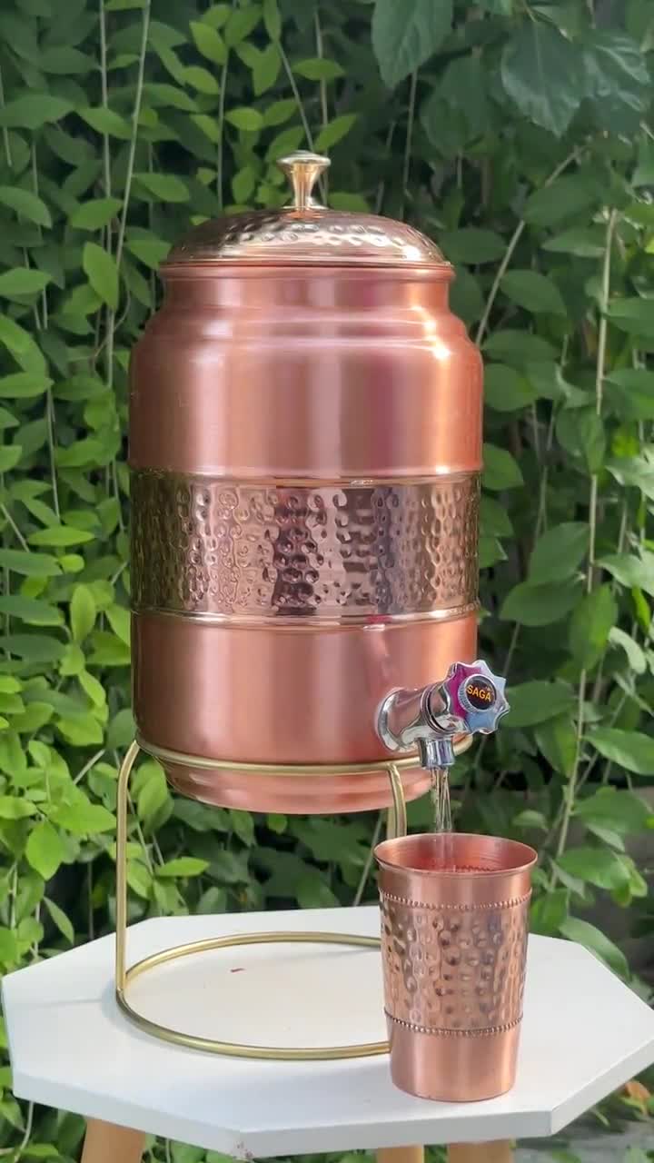 Hammered Copper Water Dispenser 5L | Gut Health Home Decor| Pure