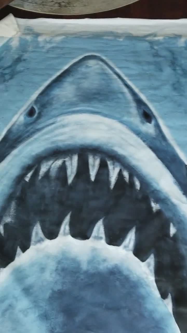 JAWS オリジナル手描きアクリルグラフィティスタイル壁画 - キャンバス