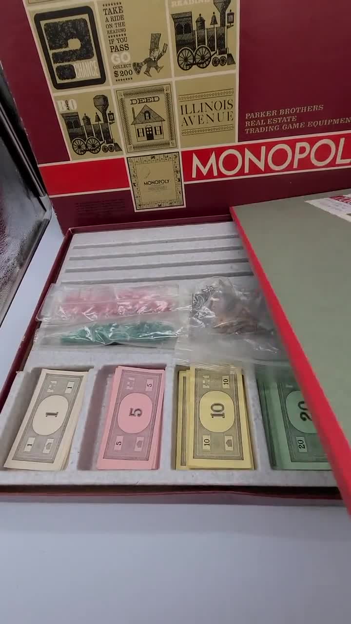 1964 年製ヴィンテージの赤い箱入りモノポリー ボード ゲーム。 - Etsy