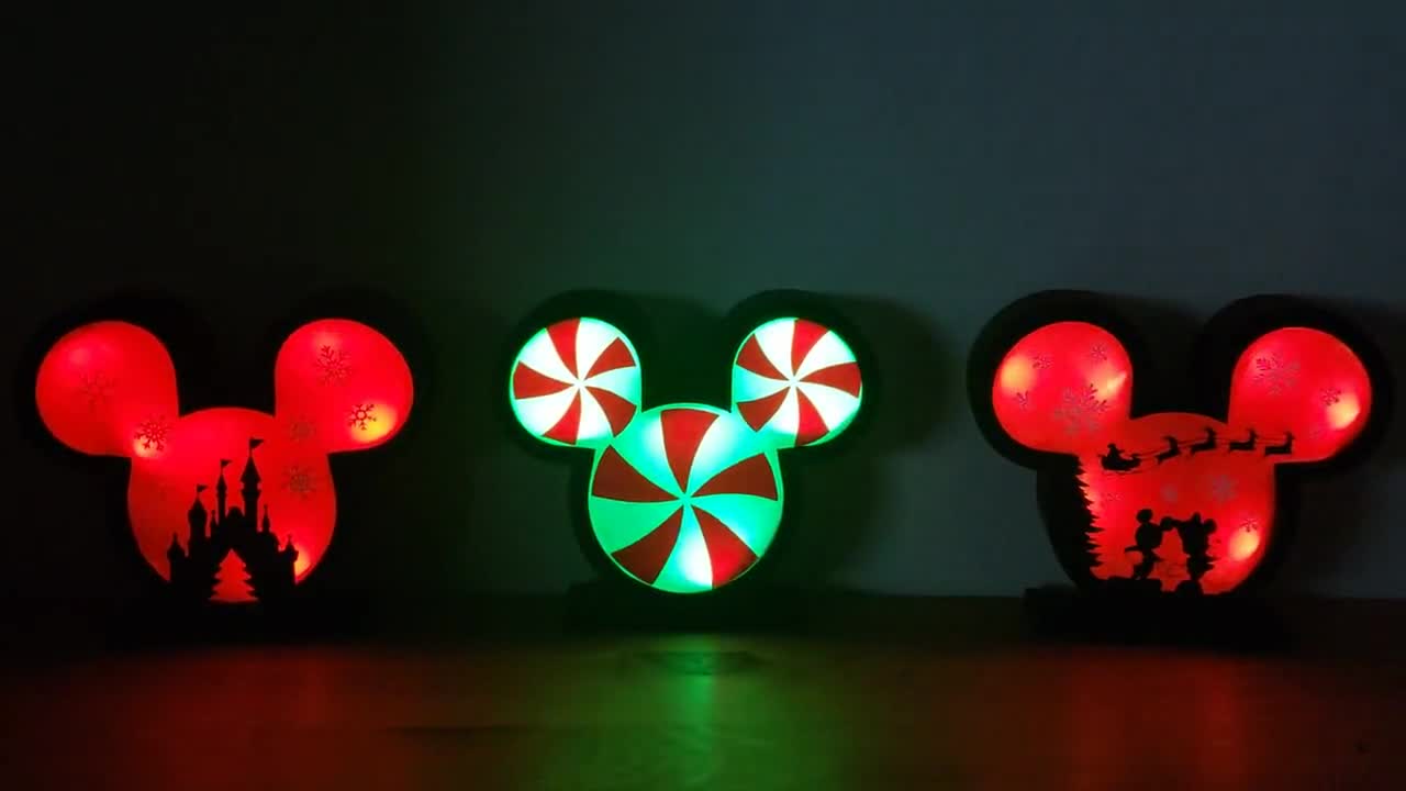 LED Mickey & Minnie Mouse Christmas Shelf Decoration; Mickey