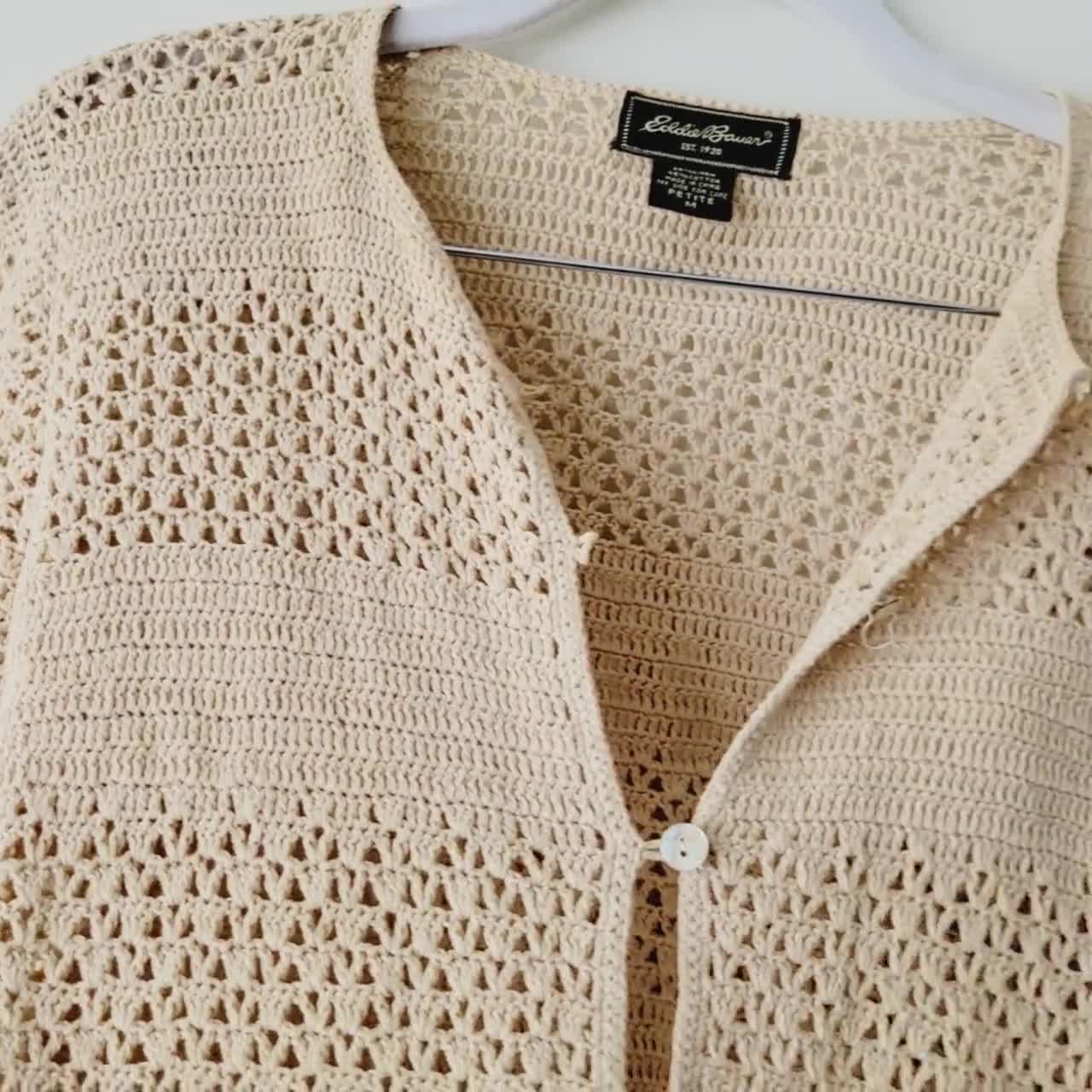 Vintage Eddie Bauer Crochet Knit Cardigan Sweater - Etsy