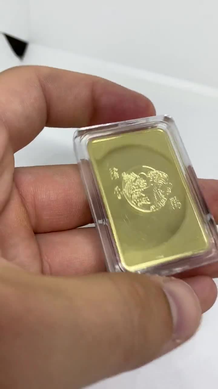 金メッキバー 中国銀行 1オンス トロイ 中国金レプリカ 金メッキ金地金