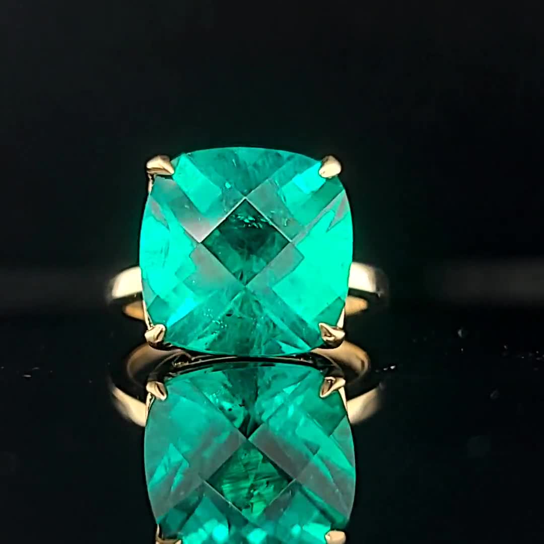 Tiffany & Co 18K Yellow Gold Ring 9.05ct. Gem Green Emerald