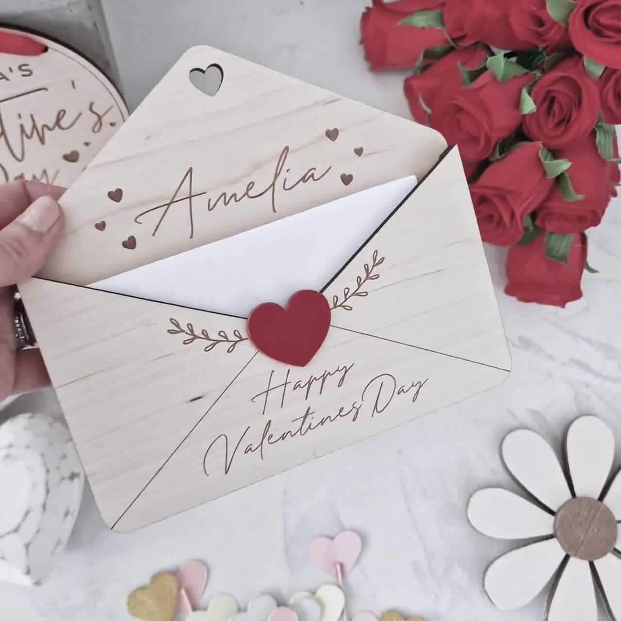 Valentine's Envelope Personalised Love Letter Wooden Gift