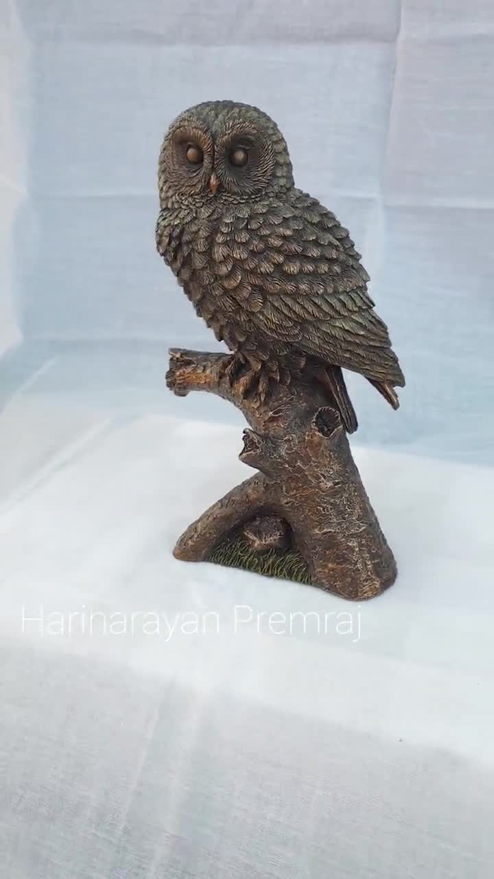 フクロウの像、高さ19cm、知恵と教育の象徴である女神アテナのフクロウ