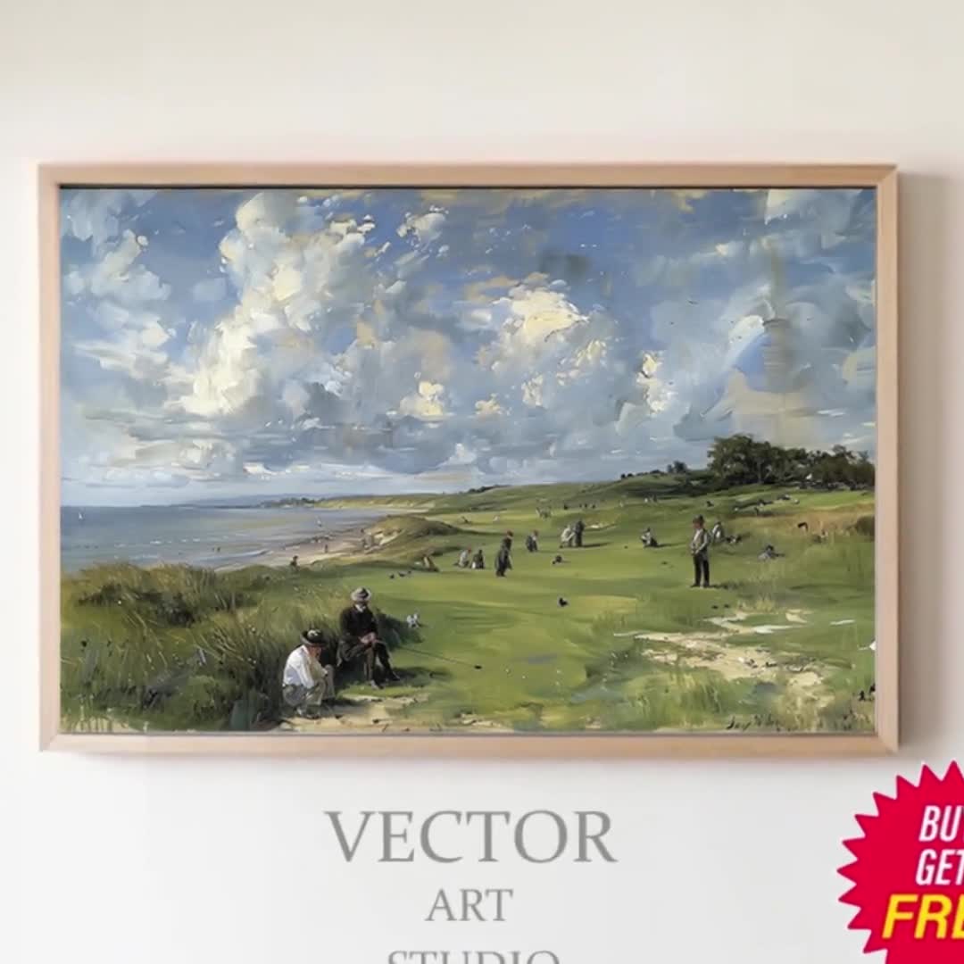 ゴルフプリント、ヴィンテージゴルフ絵画風景アートプリント