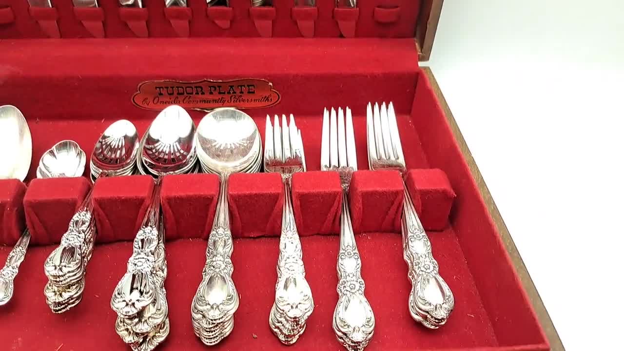 Silverplate Flatware Set for 8 in Box by 1847 Rogers Bros