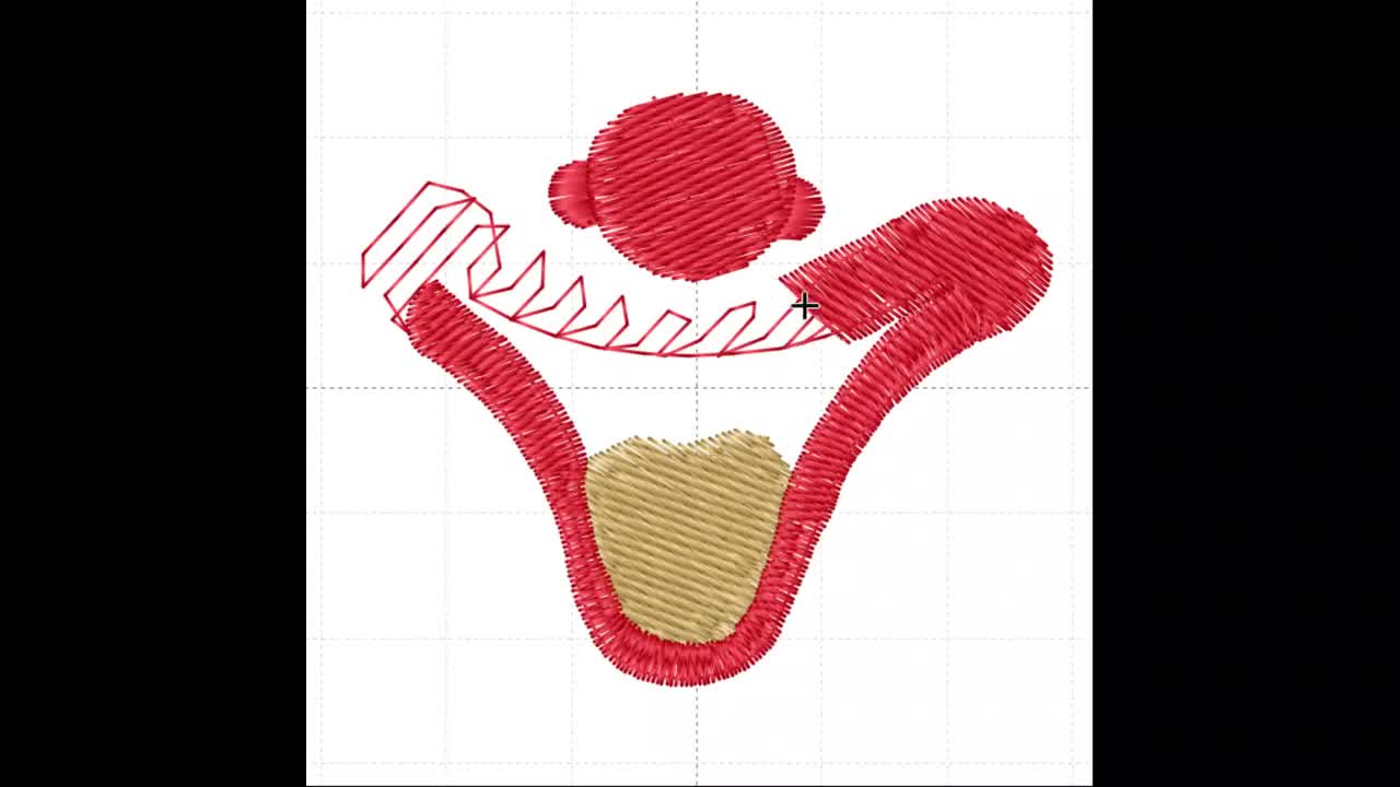 ピエロの口の刺繍デザイン - 機械刺繍パターン（デジタルダウンロード