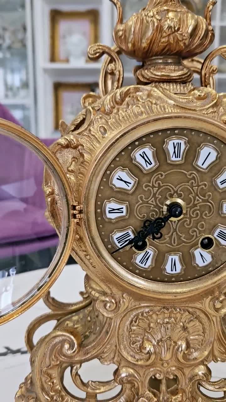Luxurious, Gilded Bronze Body, Baroque Style Pendulum Mantel Clock