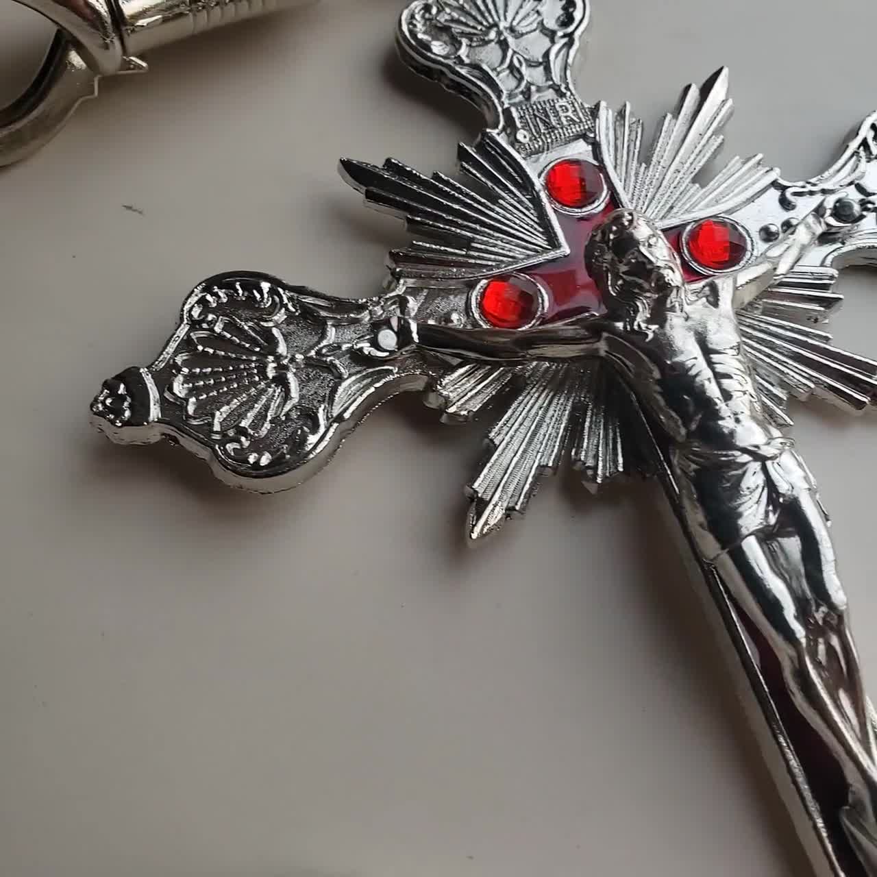 Stainless Stain Chainmail Crucifix Cross Get Back Whip for