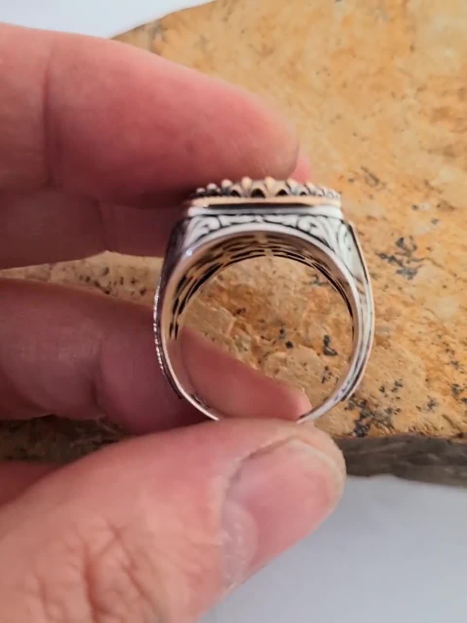 Handmade Sterling Silver Zulfiqar Ring: Ottoman Islamic Jewelry