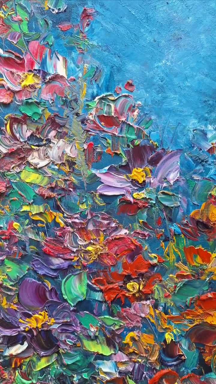 キャンバスに描かれた花の油絵 - 夏の花の壁アート - 植物の壁アート