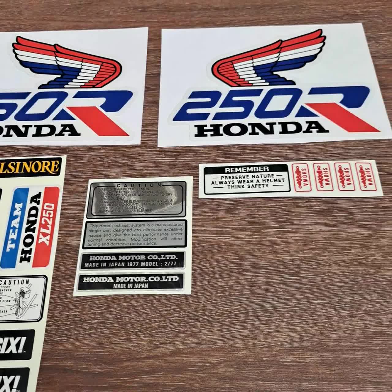 Sticker Decal Honda XL250R XL 250R 1987 Side Cover Fuel Gas Tank