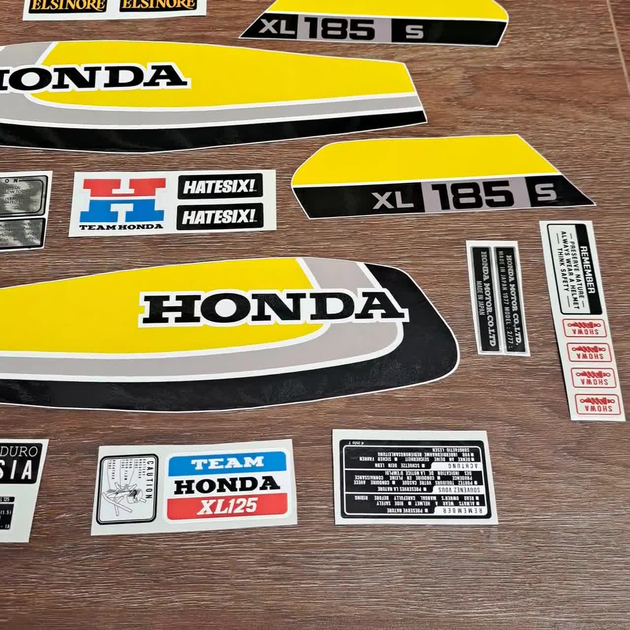 Sticker Decal Honda XL 185S 185 S 1979 Yellow Side Cover Fuel Gas