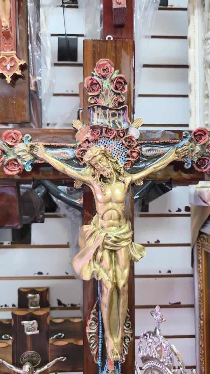 25” Wall Cross Jesus Gold Floral Crucifix Christ Crucifix Tronco