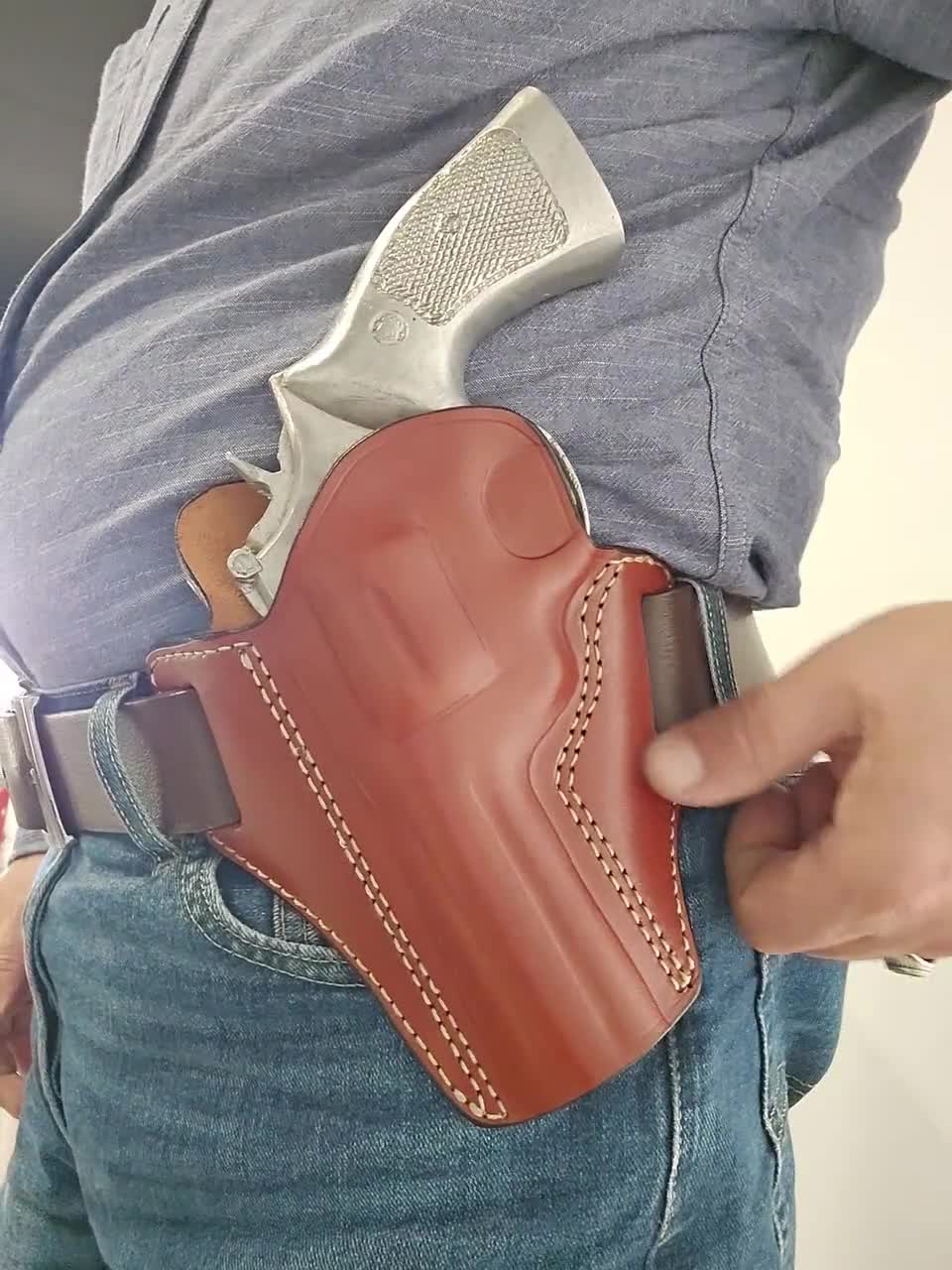 4 Inch SW 686 Plus L Frame Open Top Holster, Leather Vegetable
