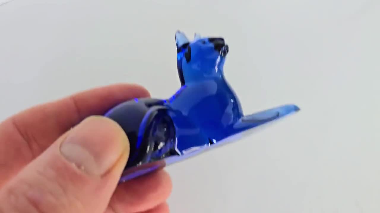 Franklin Mint Curio Cabinet Blue Glass Cats - Etsy Finland