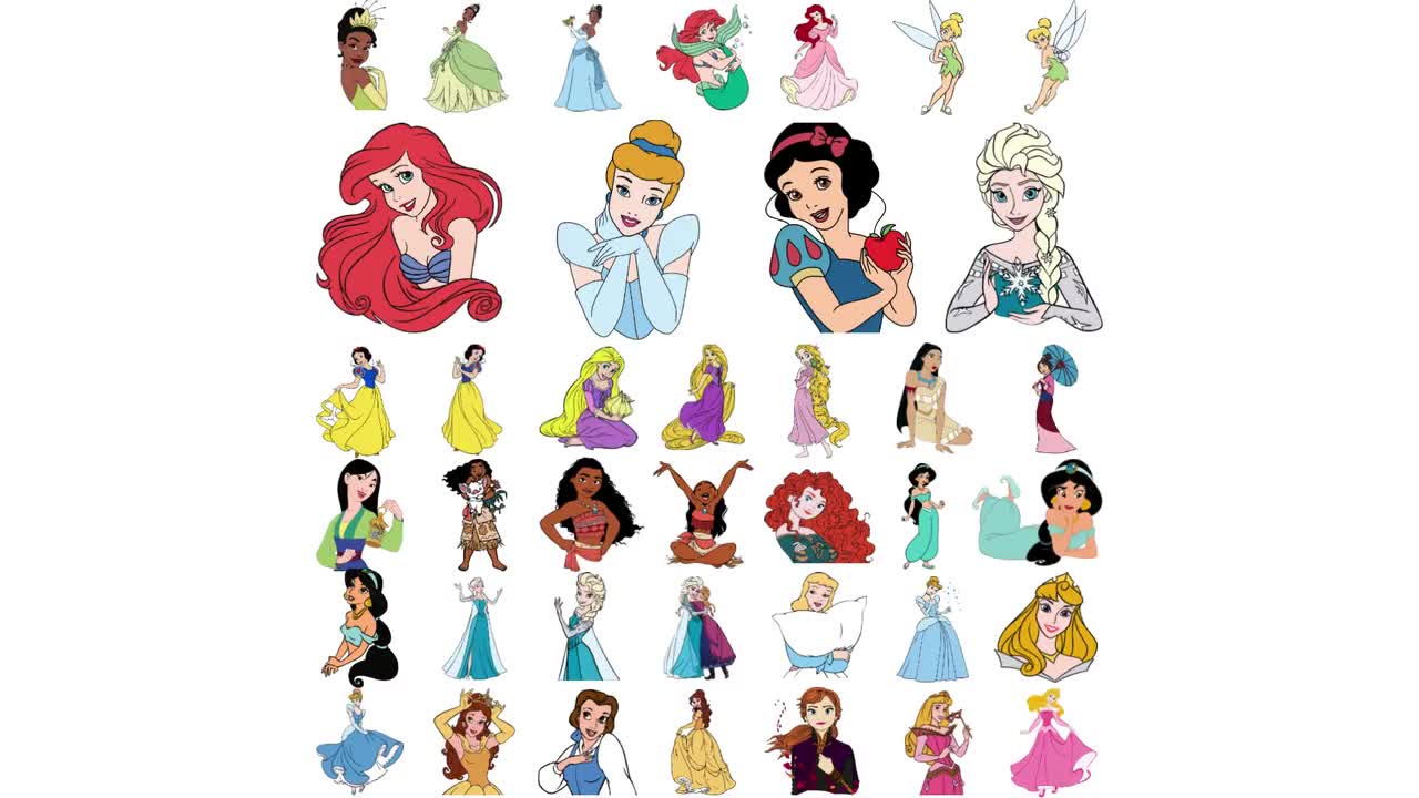 Bundle Princess Svg Frozen Svg Princess Belle Svg Moana Tiana