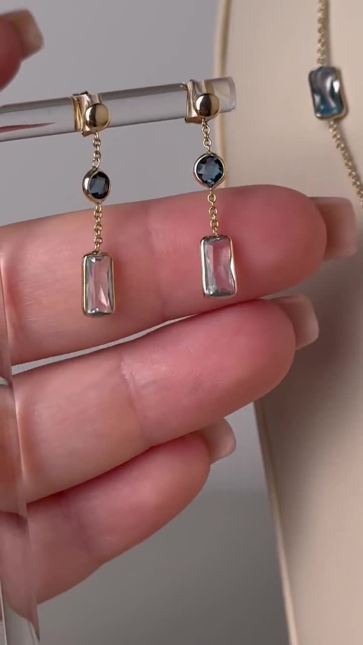 14Kソリッドゴールドストーンネックレスブレスレットイヤリングセット