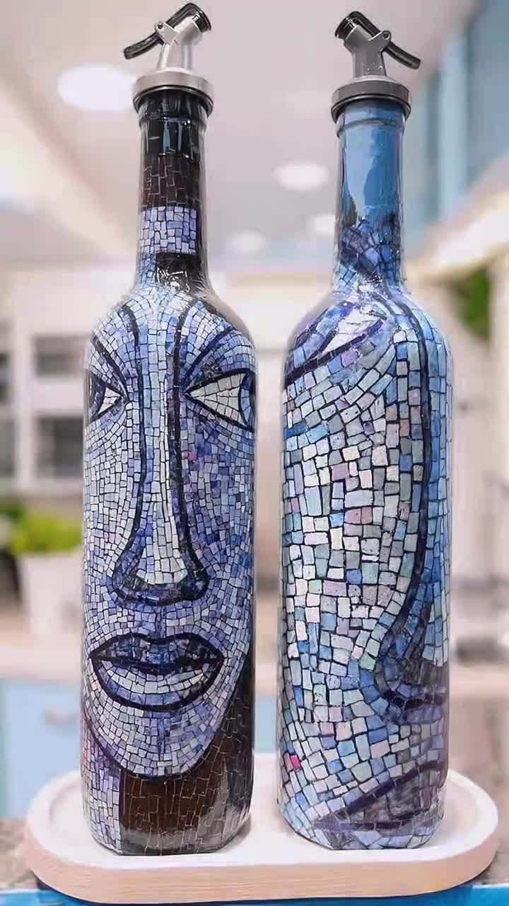 Anatolische Mosaik Kunst Glas Öl Flasche Set