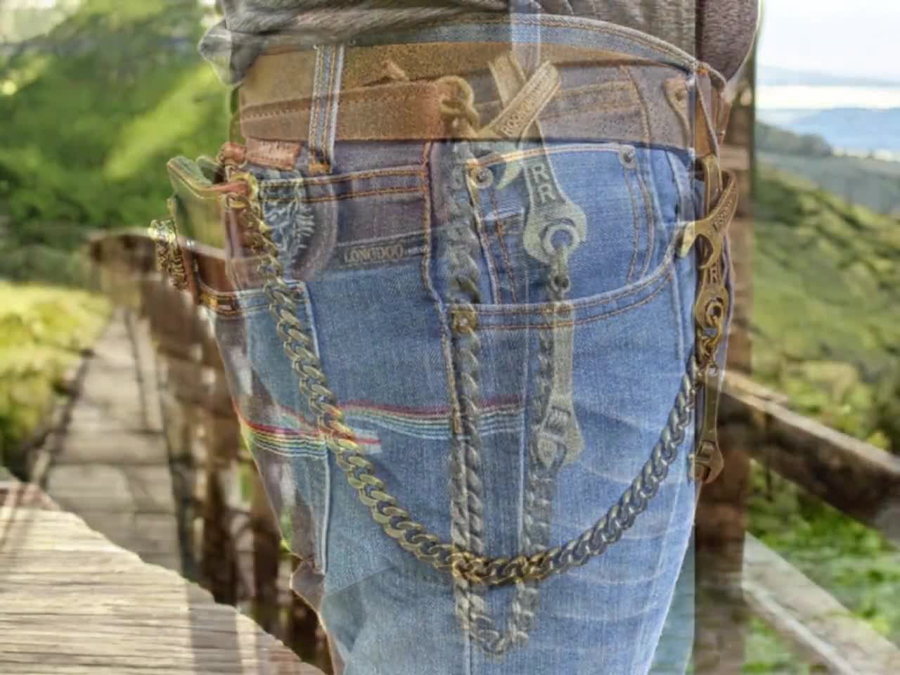 Handmade Wallet Chain, Fish Hook Lanyard, Biker Keychain, Biker