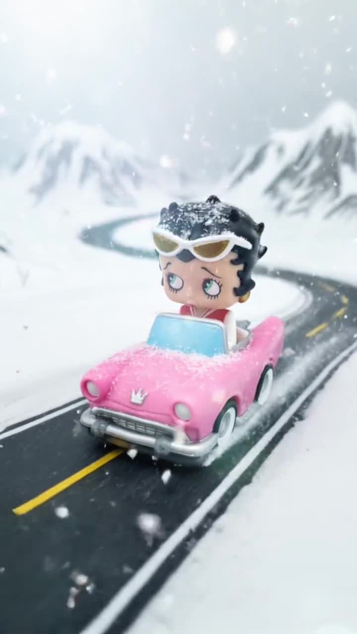 Gorgeous Collectible Betty Boop Bobblehead With a Pink Car, Bobble