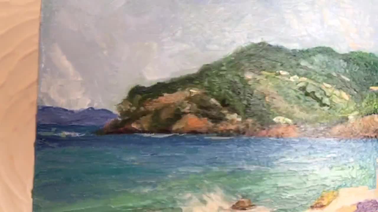 地中海油絵オリジナル、ギリシャのスコペロス島の教会の絵画、ギリシャ