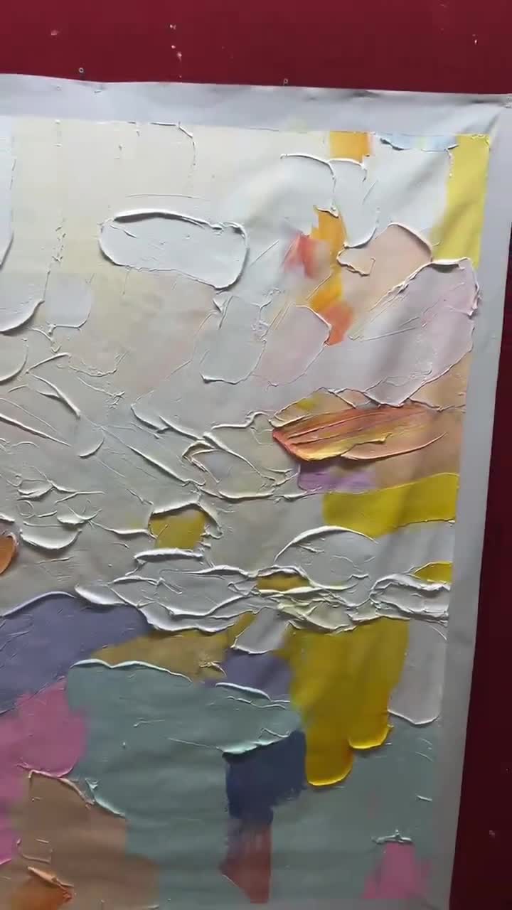 カラフルなナイフの絵画 大きなカラフルな抽象画 テクスチャのある抽象