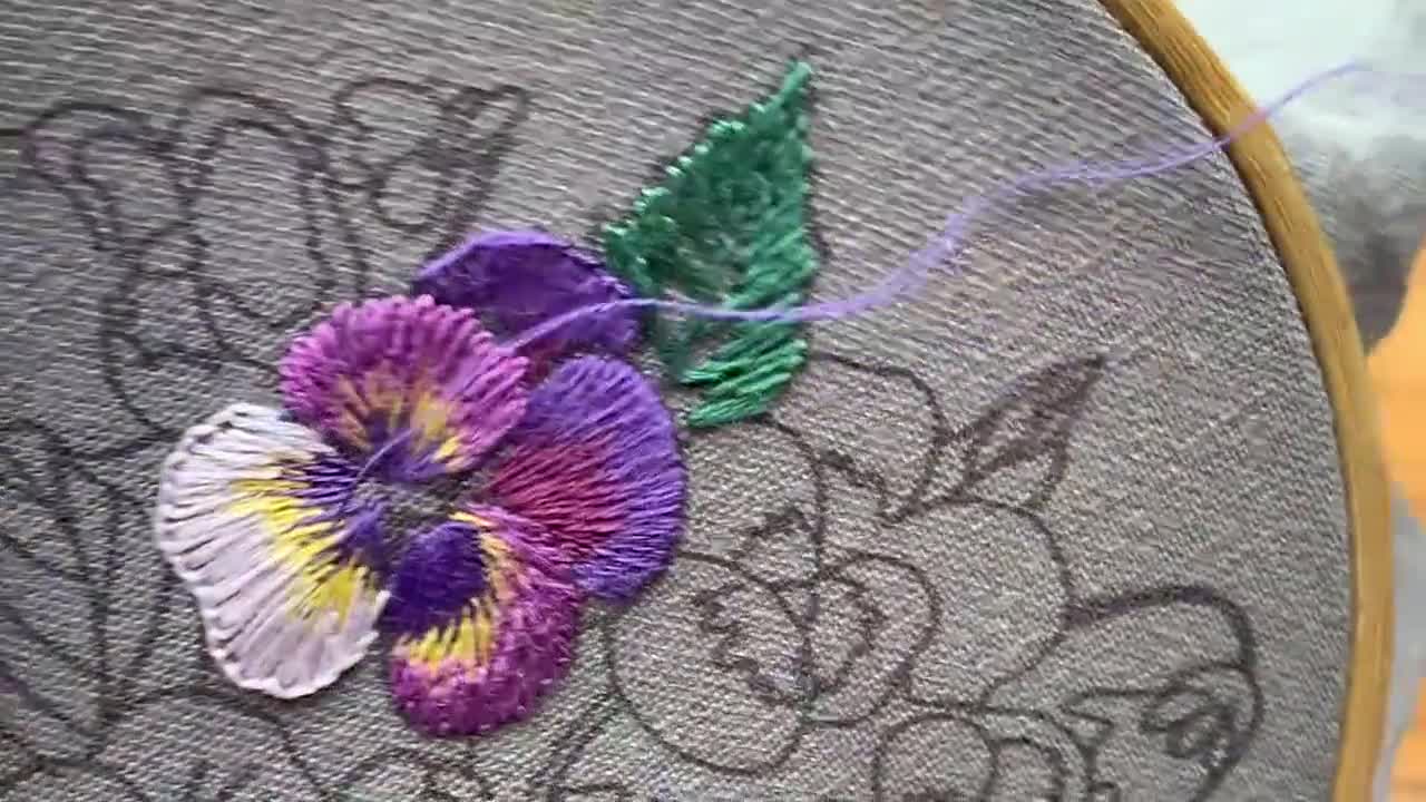 初心者向け刺繍パンジーフルキット、インスフラワーハンド刺繍フープ